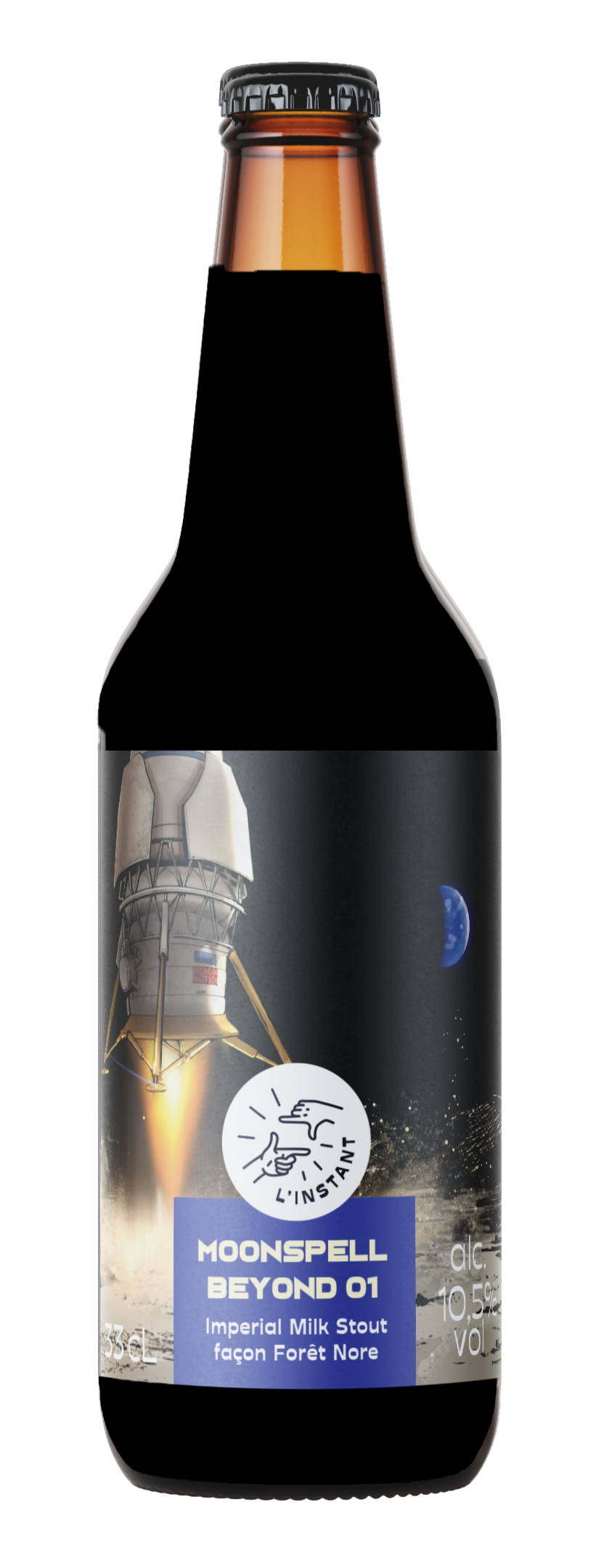 36a6827f-968a-451b-8f3f-4b3c1c60040c Visuel de la bouteille de Moonspell Beyond, un module d'alunissage arrivant sur la lune